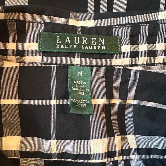 LAUREN RALPH LAUREN White and Black Plaid Ruffle Collar Shirt Blouse – M - Picture 11 of 11